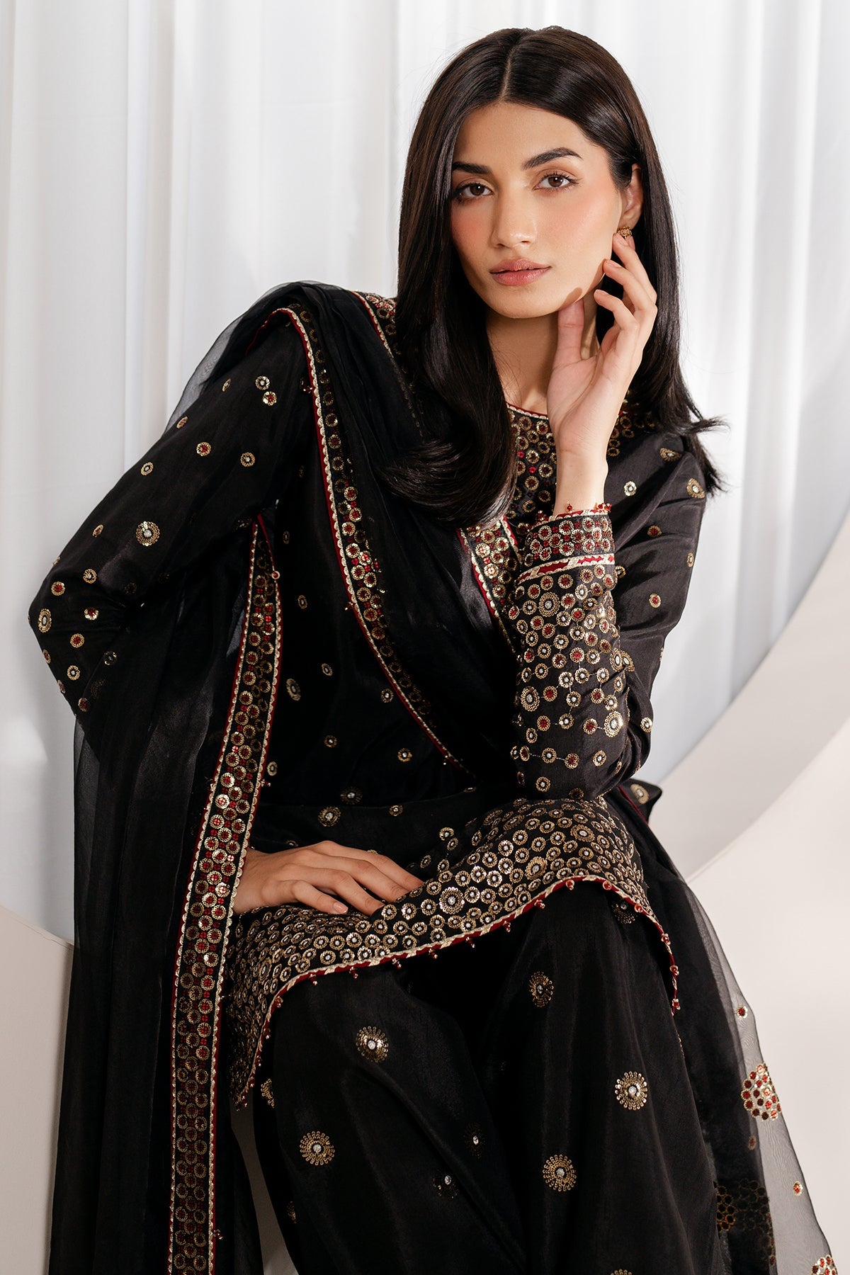 Embroidered Raw Silk UR-7054